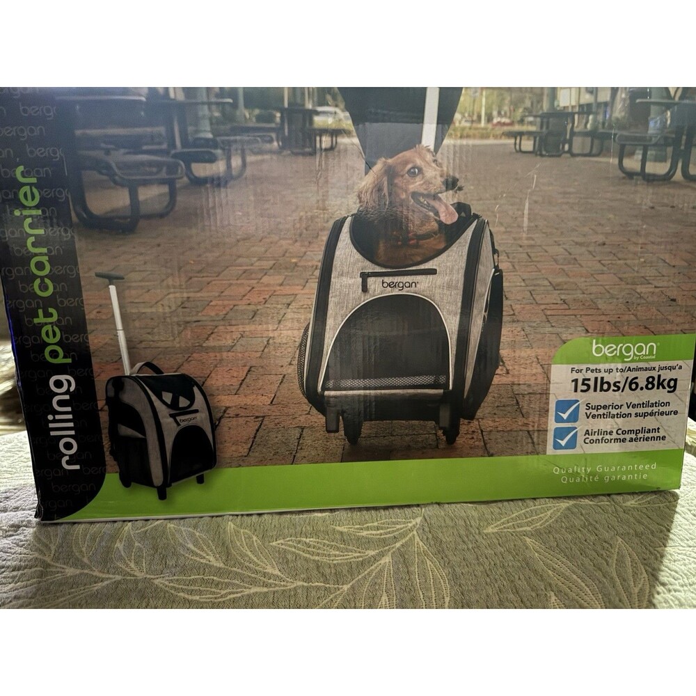 Rolling Pet Cat Dog Carrier Bergan Airline Compliant. For Pets Up To 15 Lbs.